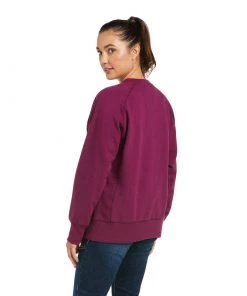 'Ariat' Women's Rebar Workman Washed Fleece Sweatshirt - Purple Potion