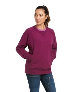 'Ariat' Women's Rebar Workman Washed Fleece Sweatshirt - Purple Potion