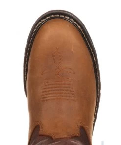 'Rocky' Men's 10" Original Ride Branson Roper WP Round Toe - Tan / Bridle Brown