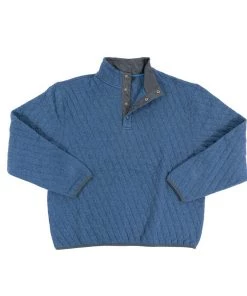 FX Fusion 'F/X Fusion' Men's Quilted Snap Mock Pullover - Indigo Heather