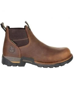 'Georgia Boots' Men's 4" Eagle One EH WP Chelsea Soft Toe - Brown