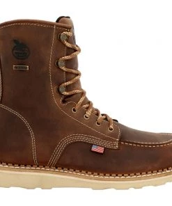 'Georgia Boots' Men's 8" EH WEDGE WP Soft Toe - Brown