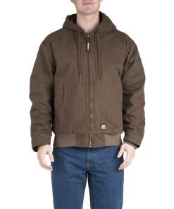 'Berne' Men's Flex180 Washed Hooded Jacket - Bark