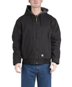 'Berne' Men's Flex180 Washed Hooded Jacket - Black