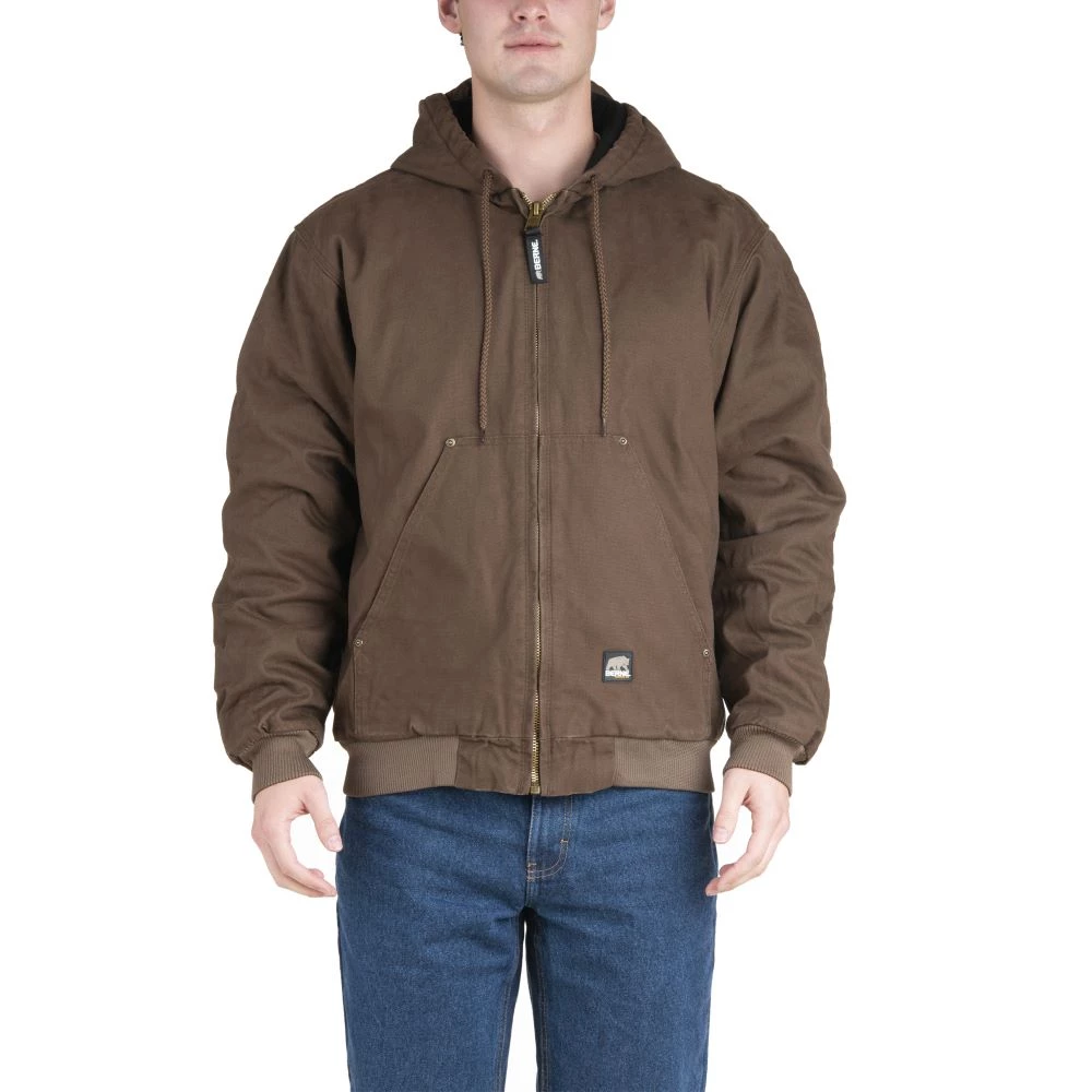 'Berne' Men's Highland Washed Hooded Jacket - Bark 3 'Berne' Men's Highland Washed Hooded Jacket - Bark
