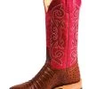'Anderson Bean' Men's 13" HorsePower Top Hand Western Square Toe - Brandy Caiman Belly / Red Sinsation