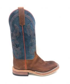 'Anderson Bean' Men's 13" Briar Mad Dog Western Square Toe - Brown / Blue