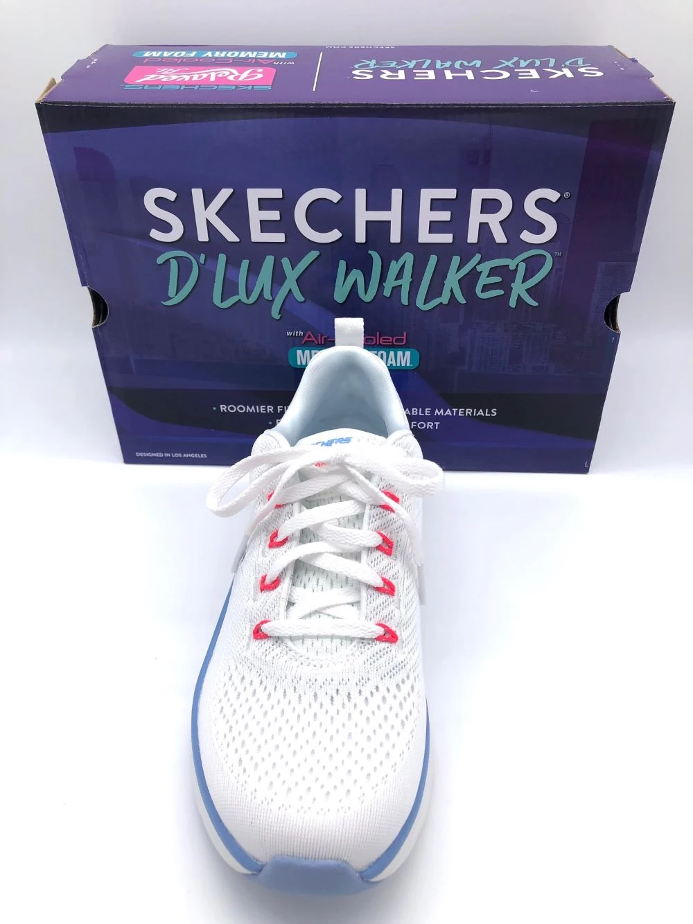 'Skechers' Women's D'Lux Walker-Fresh Finesse - White / Pink / Blue 4 'Skechers' Women's D'Lux Walker-Fresh Finesse - White / Pink / Blue