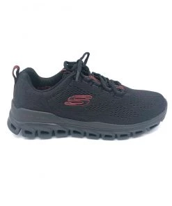 'Skechers' Men's Glide-Step Fasten Up Wide Running Shoe - Black / Red