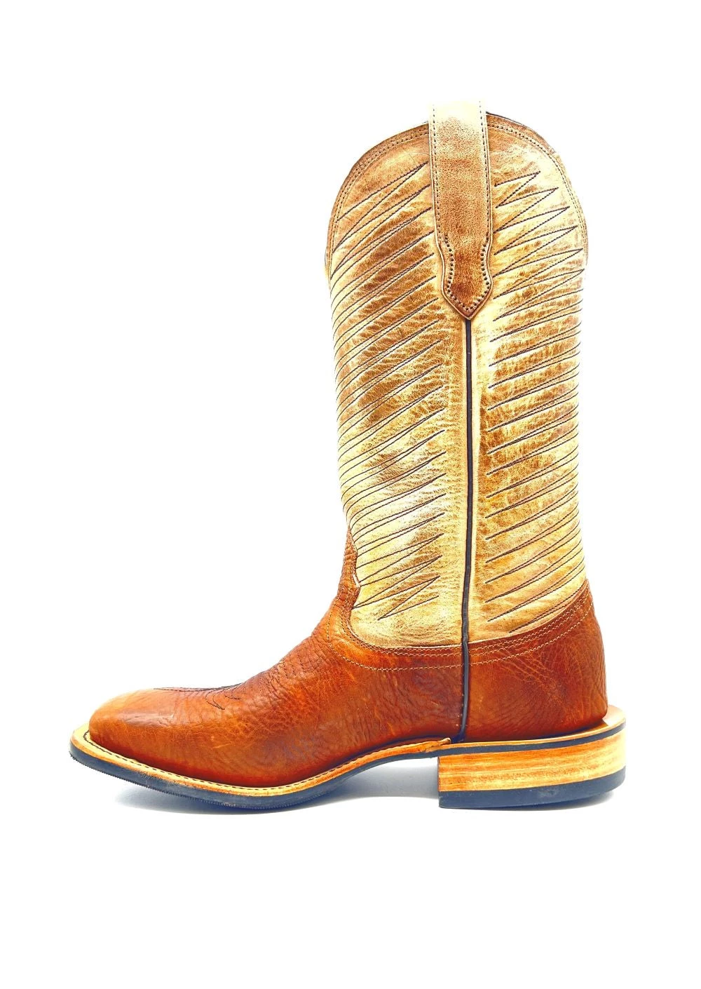 Fenoglio Boots Men's Bison Square Toe - Brown/Tan 8 Fenoglio Boots Men's Bison Square Toe - Brown/Tan