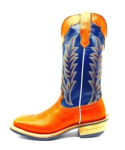 'Fenoglio Boots' Men's 13" Boomer Western Square Toe - Russet/Blue 13 'Fenoglio Boots' Men's 13