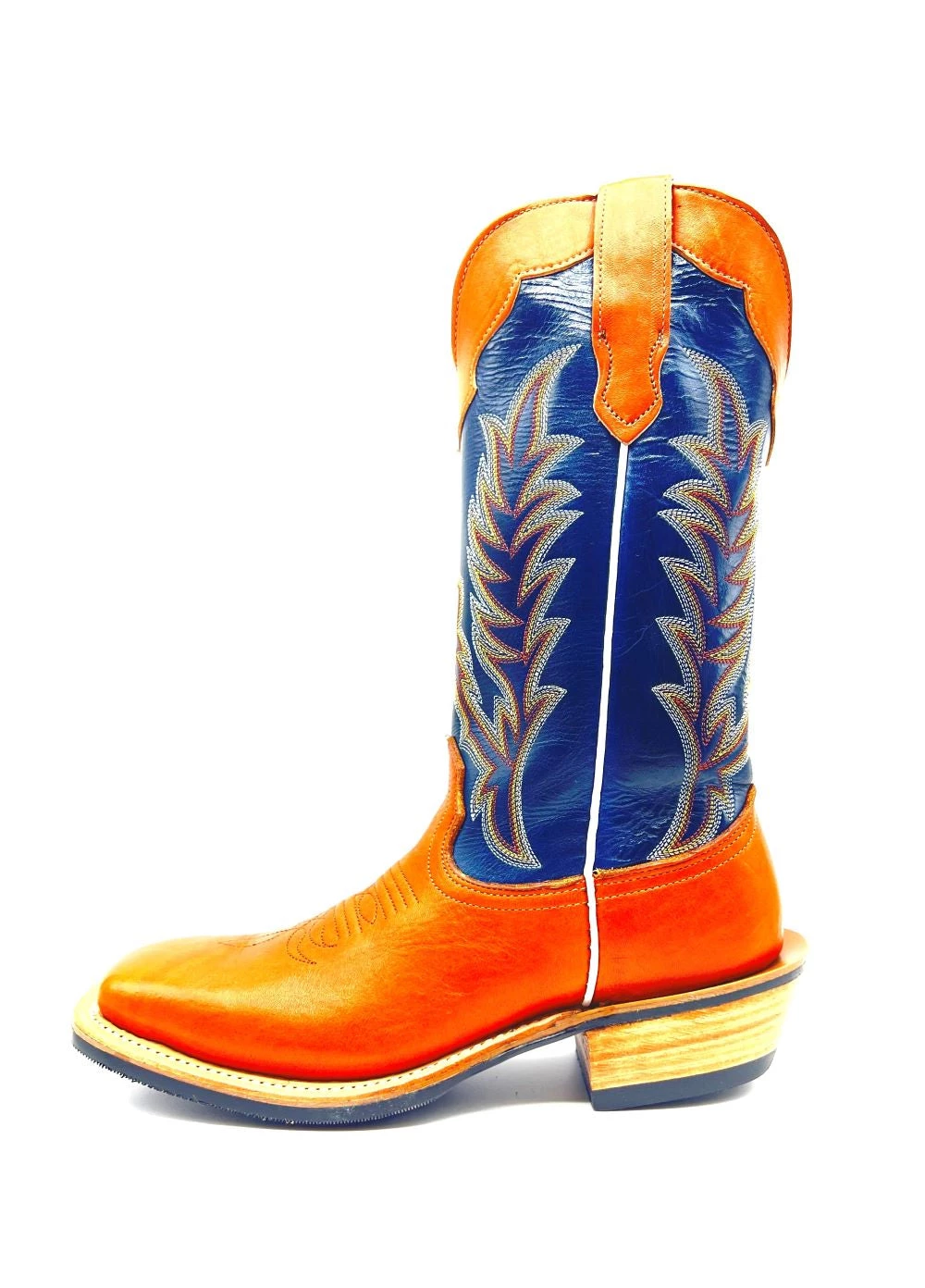 'Fenoglio Boots' Men's 13" Boomer Western Square Toe - Russet/Blue 8 'Fenoglio Boots' Men's 13" Boomer Western Square Toe - Russet/Blue