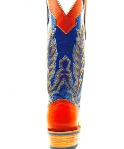 'Fenoglio Boots' Men's 13" Boomer Western Square Toe - Russet/Blue 10 'Fenoglio Boots' Men's 13