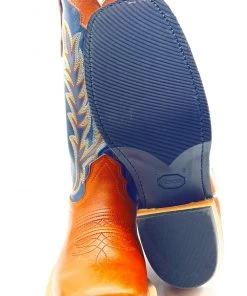 'Fenoglio Boots' Men's 13" Boomer Western Square Toe - Russet/Blue 12 'Fenoglio Boots' Men's 13