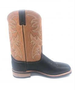 Abilene Boot Co.'Sage' Men's Two-Tone Western Square Toe - Dark Brown / Tan