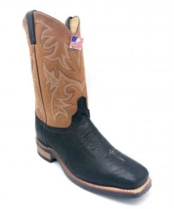Abilene Boot Co. 'Sage' Men's Two-Tone Western Square Toe - Dark Brown / Tan