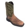 'Old West' Children's Western Broad Square Toe - Brown / Green Kids