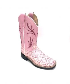 'Old West' Children's Western Broad Square Toe - Pink Print