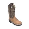 'Old West' Children's Western Broad Square Toe - Tan / Brown Crackle Kids