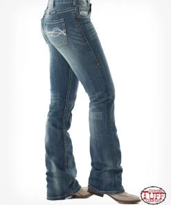 JUST TUFF JEANS 'Cowgirl Tuff' Women's 'Don't Fence Me In' Bootcut - Medium Wash