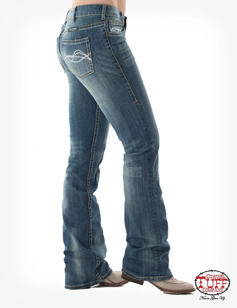 JUST TUFF JEANS 'Cowgirl Tuff' Women's 'Don't Fence Me In' Bootcut - Medium Wash 3 JUST TUFF JEANS 'Cowgirl Tuff' Women's 'Don't Fence Me In' Bootcut - Medium Wash