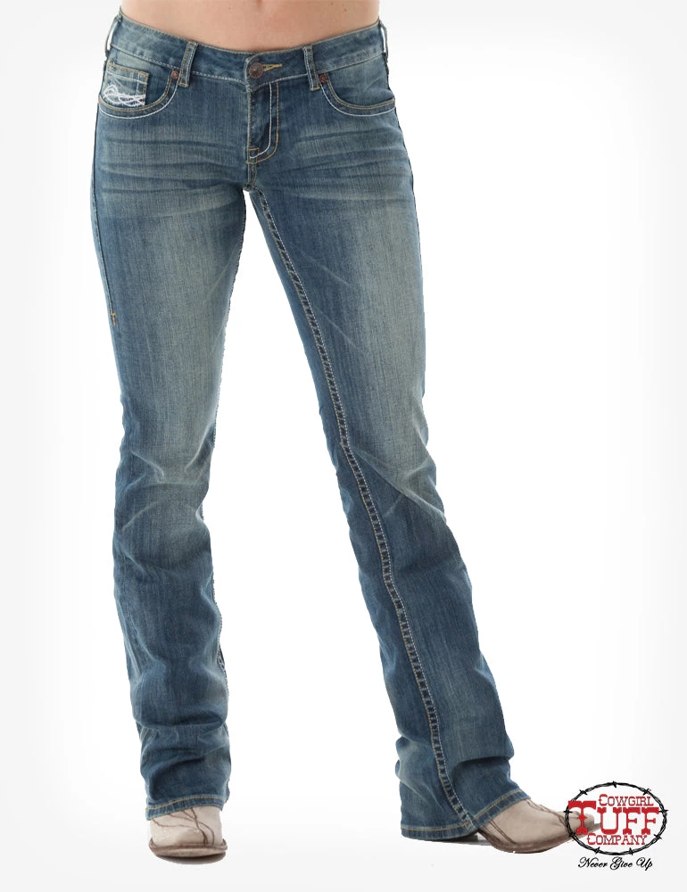 JUST TUFF JEANS 'Cowgirl Tuff' Women's 'Don't Fence Me In' Bootcut - Medium Wash 4 JUST TUFF JEANS 'Cowgirl Tuff' Women's 'Don't Fence Me In' Bootcut - Medium Wash