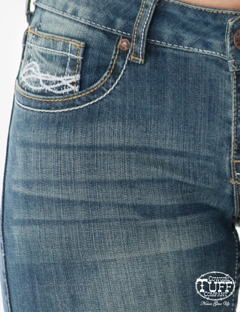 JUST TUFF JEANS 'Cowgirl Tuff' Women's 'Don't Fence Me In' Bootcut - Medium Wash 6 JUST TUFF JEANS 'Cowgirl Tuff' Women's 'Don't Fence Me In' Bootcut - Medium Wash