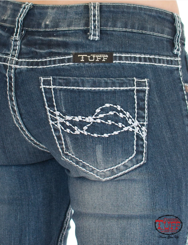 JUST TUFF JEANS 'Cowgirl Tuff' Women's Edgy Bootcut - Medium Wash 7 JUST TUFF JEANS 'Cowgirl Tuff' Women's Edgy Bootcut - Medium Wash