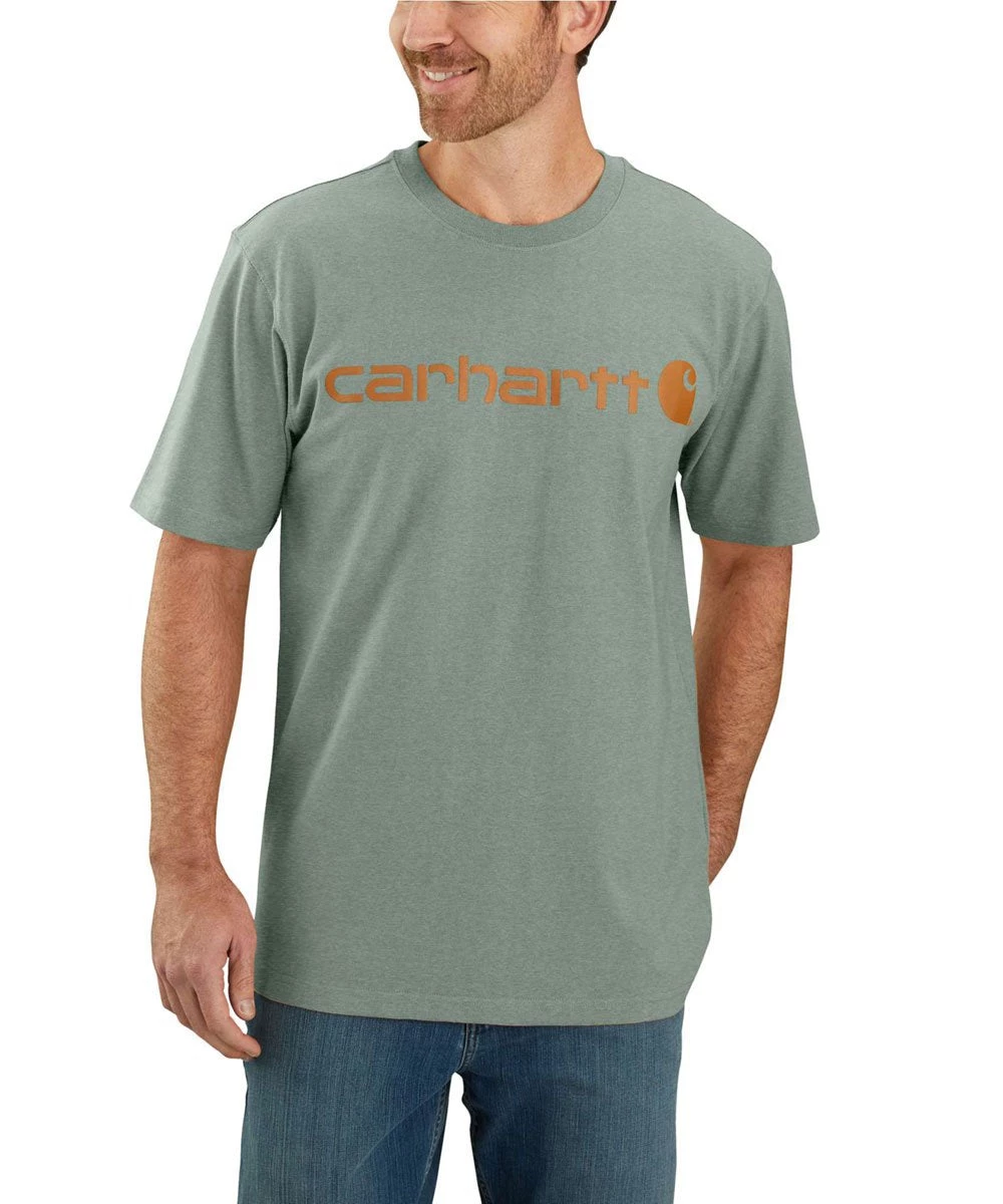 'Carhartt' Men's Heavyweight Logo T-Shirt - Leaf Green Snow Heather 3 'Carhartt' Men's Heavyweight Logo T-Shirt - Leaf Green Snow Heather