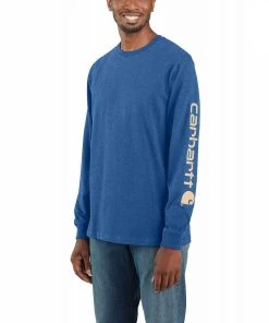'Carhartt' Men's Heavyweight Sleeve Logo T-Shirt - Cobalt Heather