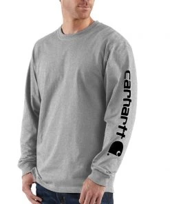 'Carhartt' Men's Heavyweight Sleeve Logo T-Shirt - Heather Grey
