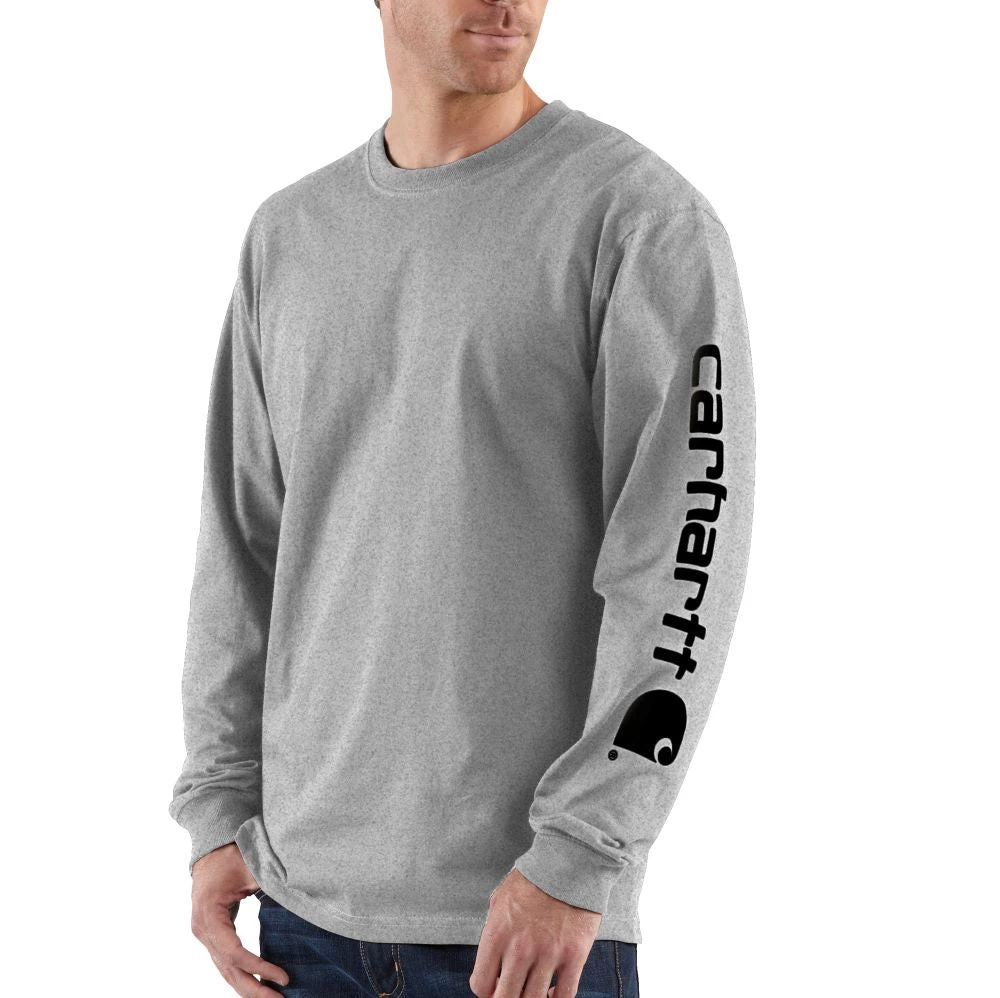 'Carhartt' Men's Heavyweight Sleeve Logo T-Shirt - Heather Grey 3 'Carhartt' Men's Heavyweight Sleeve Logo T-Shirt - Heather Grey