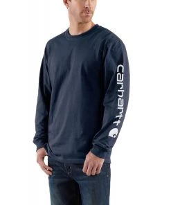 'Carhartt' Men's Heavyweight Sleeve Logo T-Shirt - Navy