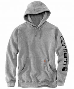 'Carhartt' Men's Midweight Logo Hoodie - Heather Grey / Black