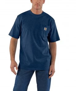 'Carhartt' Men's Workwear Heavyweight Pocket T-Shirt - Dark Cobalt Blue Heather