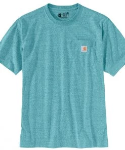 'Carhartt' Men's Workwear Heavyweight Pocket T-Shirt - Blue Spruce Snow Heather