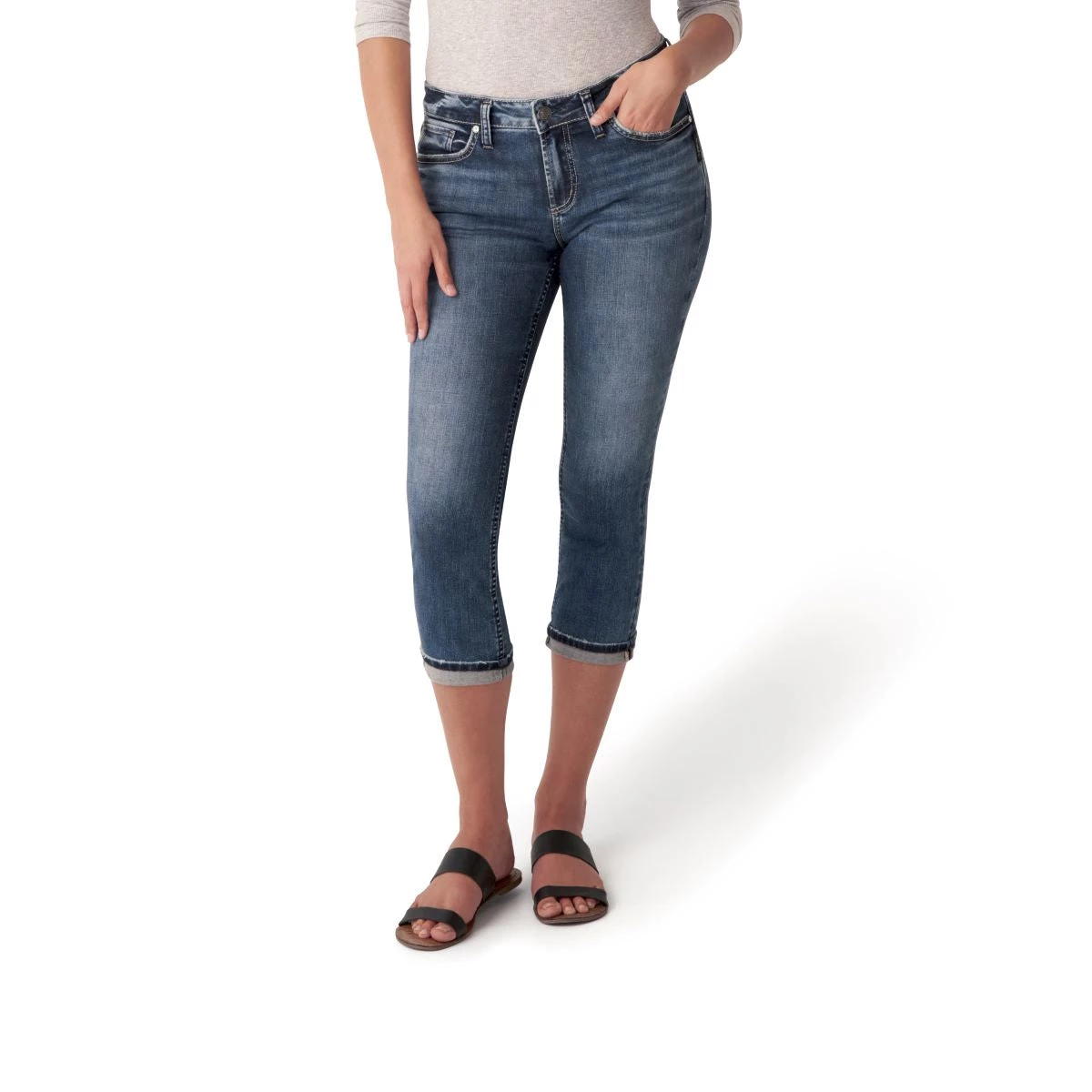 SILVER JEANS CO 'Silver' Women's Elyse Capri Jeans - Indigo 5 SILVER JEANS CO 'Silver' Women's Elyse Capri Jeans - Indigo