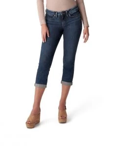 SILVER JEANS CO 'Silver Jeans' Women's Suki Mid Rise Capri - Dark Indigo