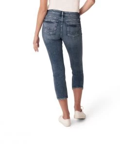 SILVER JEANS CO 'Silver Jeans' Women's Suki Mid Rise Straight Capri - Dark Indigo