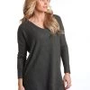 'Panhandle Slim' V-Neck Waffle Knit Tunic - Gray / Grey