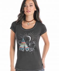 'Panhandle Slim' Teepee Scene T-shirt - Charcoal Grey