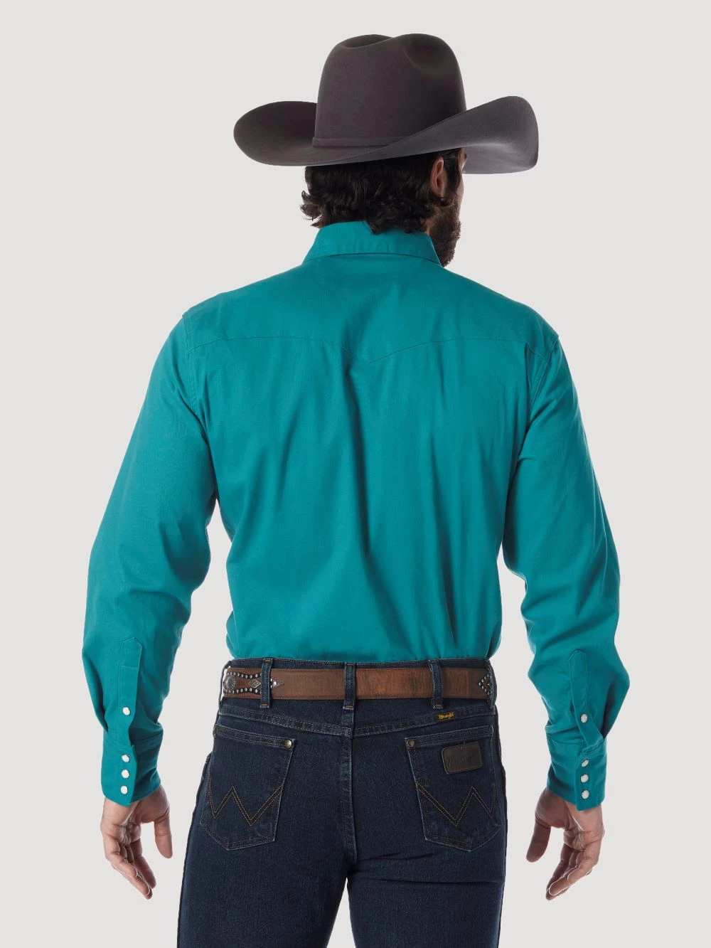'Wrangler' Men's Advanced Comfort Cowboy Cut Snap Front - Turquoise 5 'Wrangler' Men's Advanced Comfort Cowboy Cut Snap Front - Turquoise