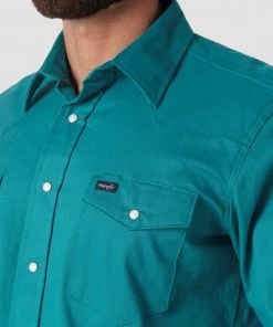 'Wrangler' Men's Advanced Comfort Cowboy Cut Snap Front - Turquoise 6 'Wrangler' Men's Advanced Comfort Cowboy Cut Snap Front - Turquoise