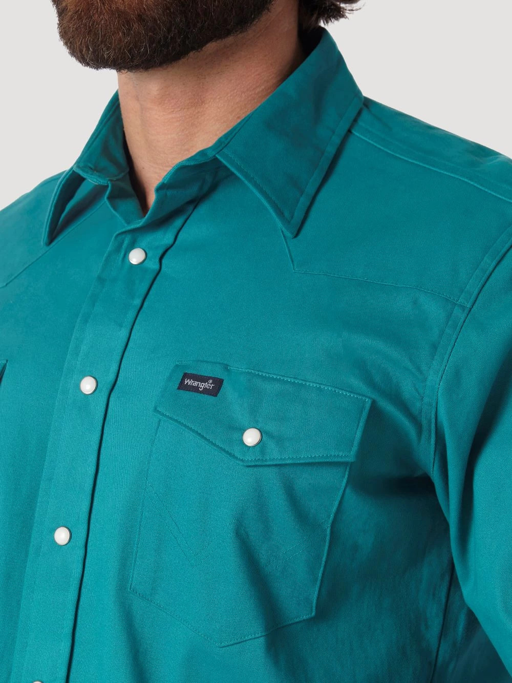 'Wrangler' Men's Advanced Comfort Cowboy Cut Snap Front - Turquoise 4 'Wrangler' Men's Advanced Comfort Cowboy Cut Snap Front - Turquoise