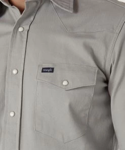 'Wrangler' Men's Advanced Comfort Cowboy Cut Snap Front - Cement