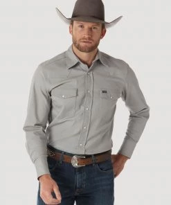 'Wrangler' Men's Advanced Comfort Cowboy Cut Snap Front - Cement