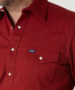 'Wrangler' Men's Advanced Comfort Cowboy Cut Snap Front - Red