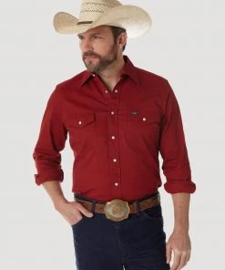 'Wrangler' Men's Advanced Comfort Cowboy Cut Snap Front - Red