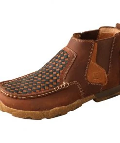 Twisted X Boots 'Twisted X' Men's 4" Chelsea Basket Weave Driving Moc - Oiled Saddle