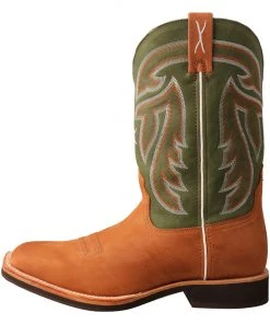 Twisted X Boots 'Twisted X' Men's 12" Horseman Western Square Toe - Tan / Dk Green 12 Twisted X Boots 'Twisted X' Men's 12